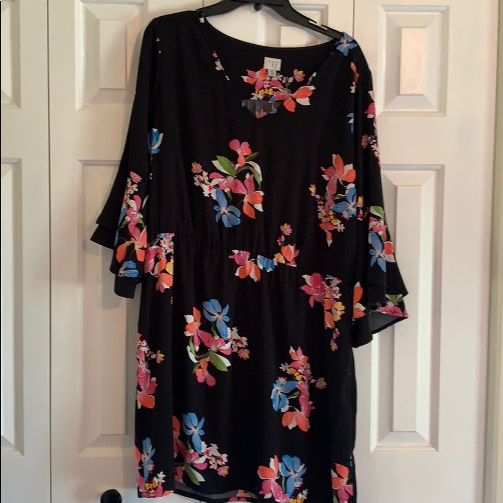 Black floral mini dress